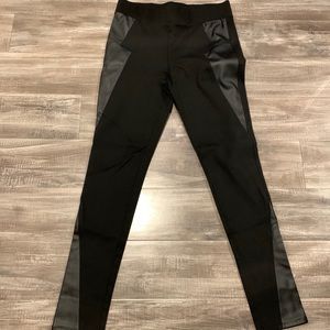 BCBG black leggings with faux leather trim